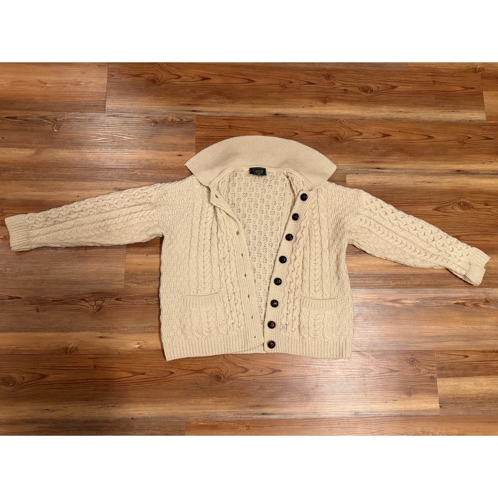 Carraig Donn Merino Wool Cable Knit WMNS Large Sweater Made in Ireland